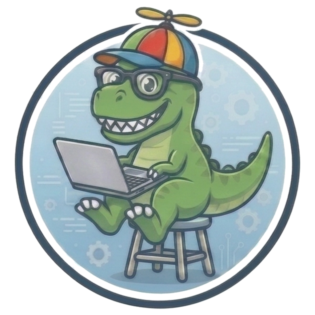 SillyDino mascot badge